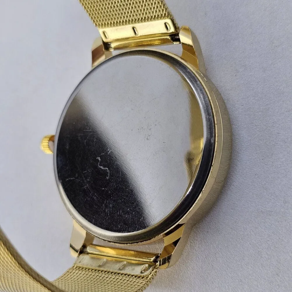 Men's Watch 42MM Black Dial Gold Case Gold‎ Milanese Mesh Stainless Steel Bands